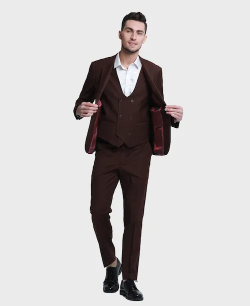 Brown Skinny Fit Peak Lapel Suit