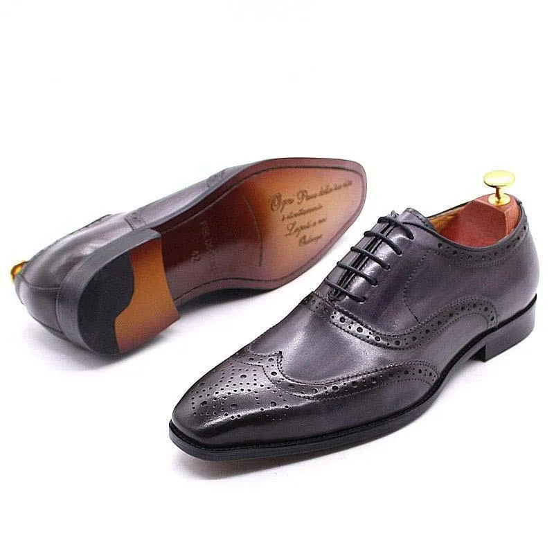 Men's Genuine Leather Brogue Business Oxford Shoes
