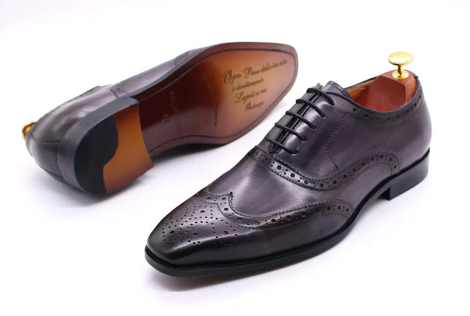 Men's Genuine Leather Brogue Business Oxford Shoes