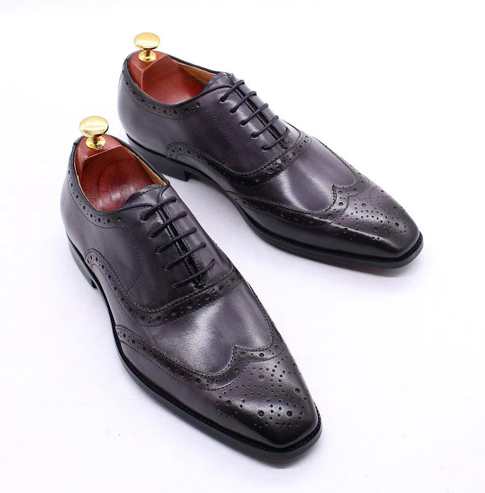 Men's Genuine Leather Brogue Business Oxford Shoes