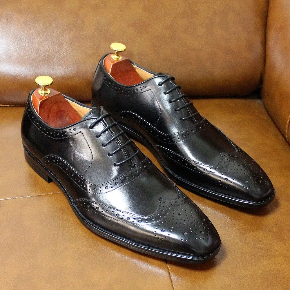 Men's Genuine Leather Brogue Business Oxford Shoes