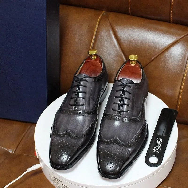 Men's Genuine Leather Brogue Business Oxford Shoes