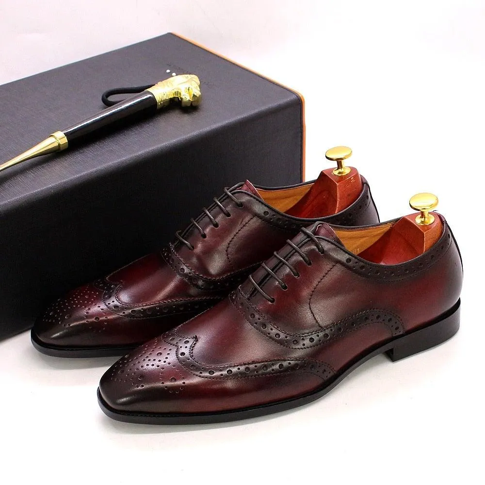 Men's Genuine Leather Brogue Business Oxford Shoes