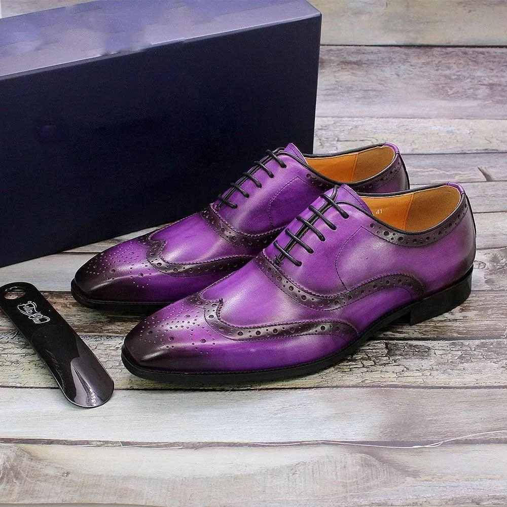Men's Genuine Leather Brogue Business Oxford Shoes