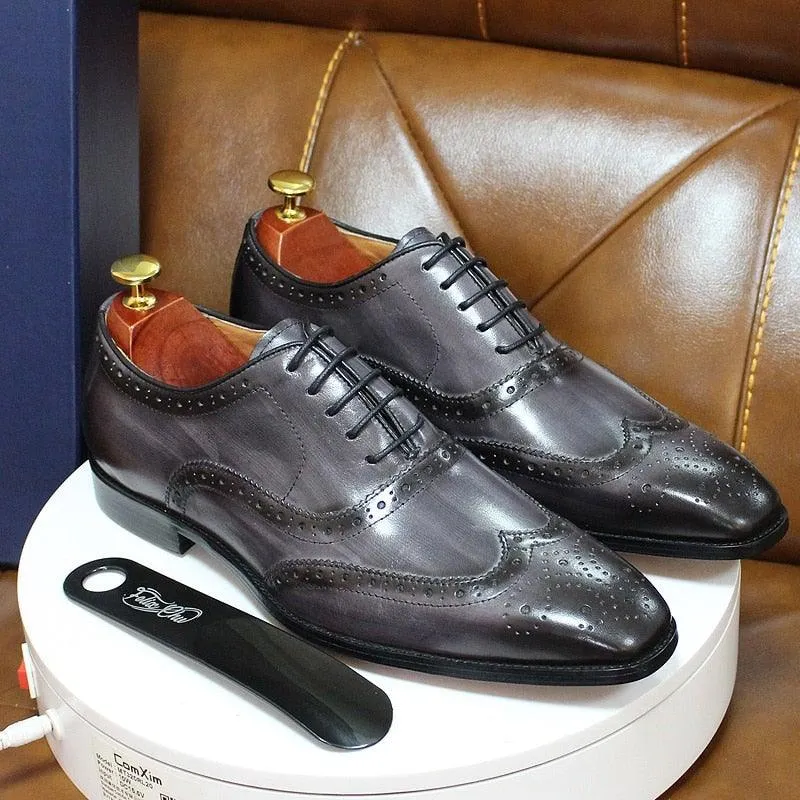 Men's Genuine Leather Brogue Business Oxford Shoes
