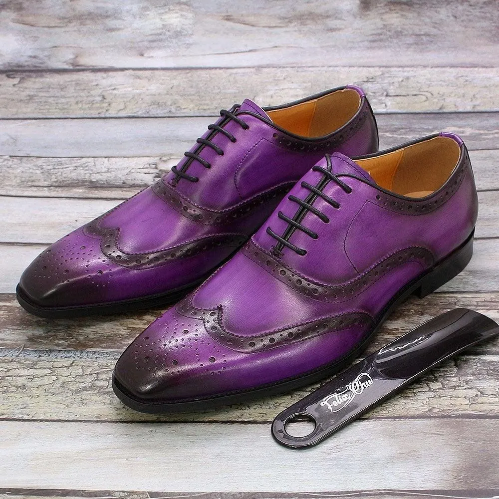 Men's Genuine Leather Brogue Business Oxford Shoes