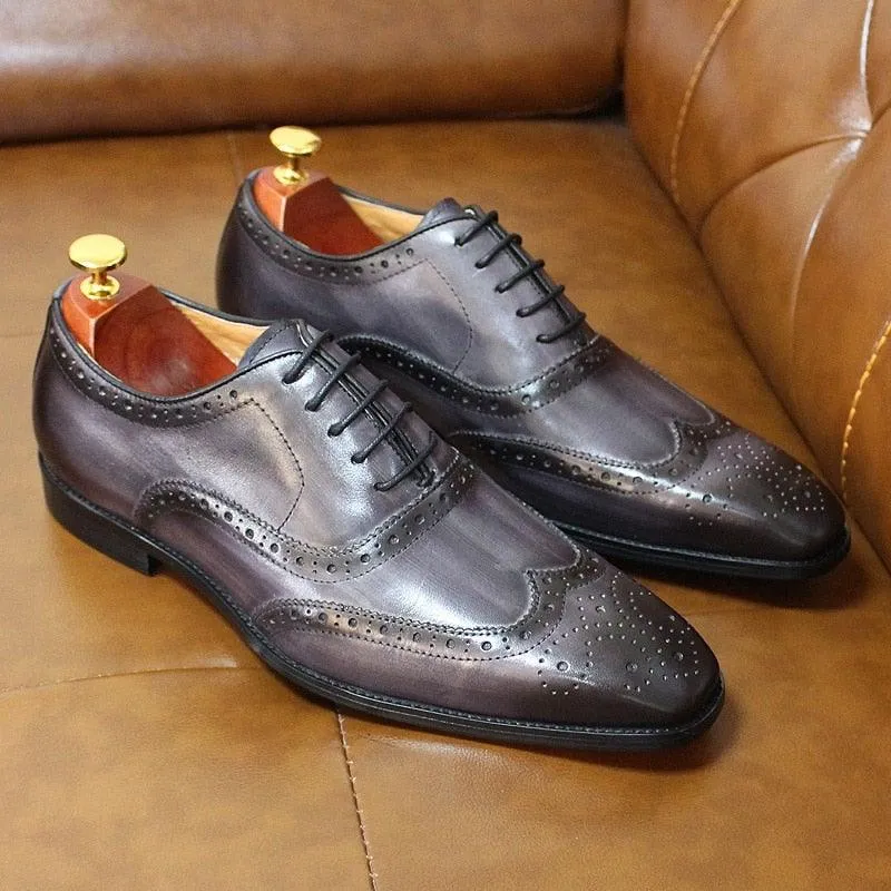 Men's Genuine Leather Brogue Business Oxford Shoes