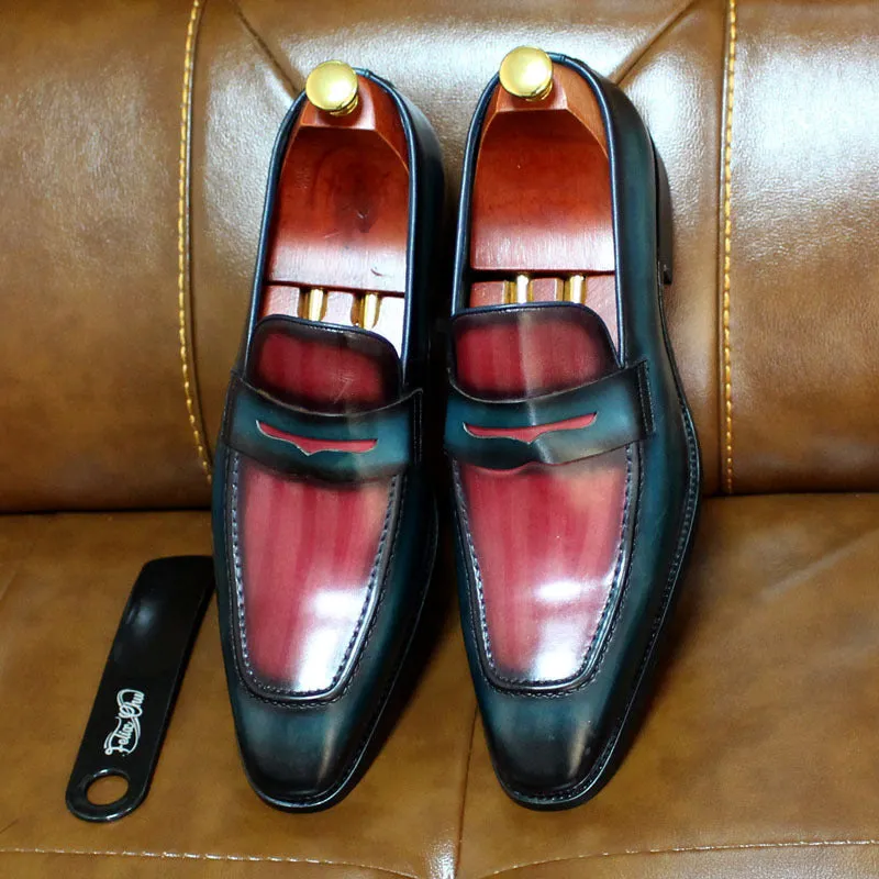 Men's Shoes 2021 New Penny Loafers Handmade Leather Shoes Men's Leather Business High-End Men's Casual Shoes Cross-Border