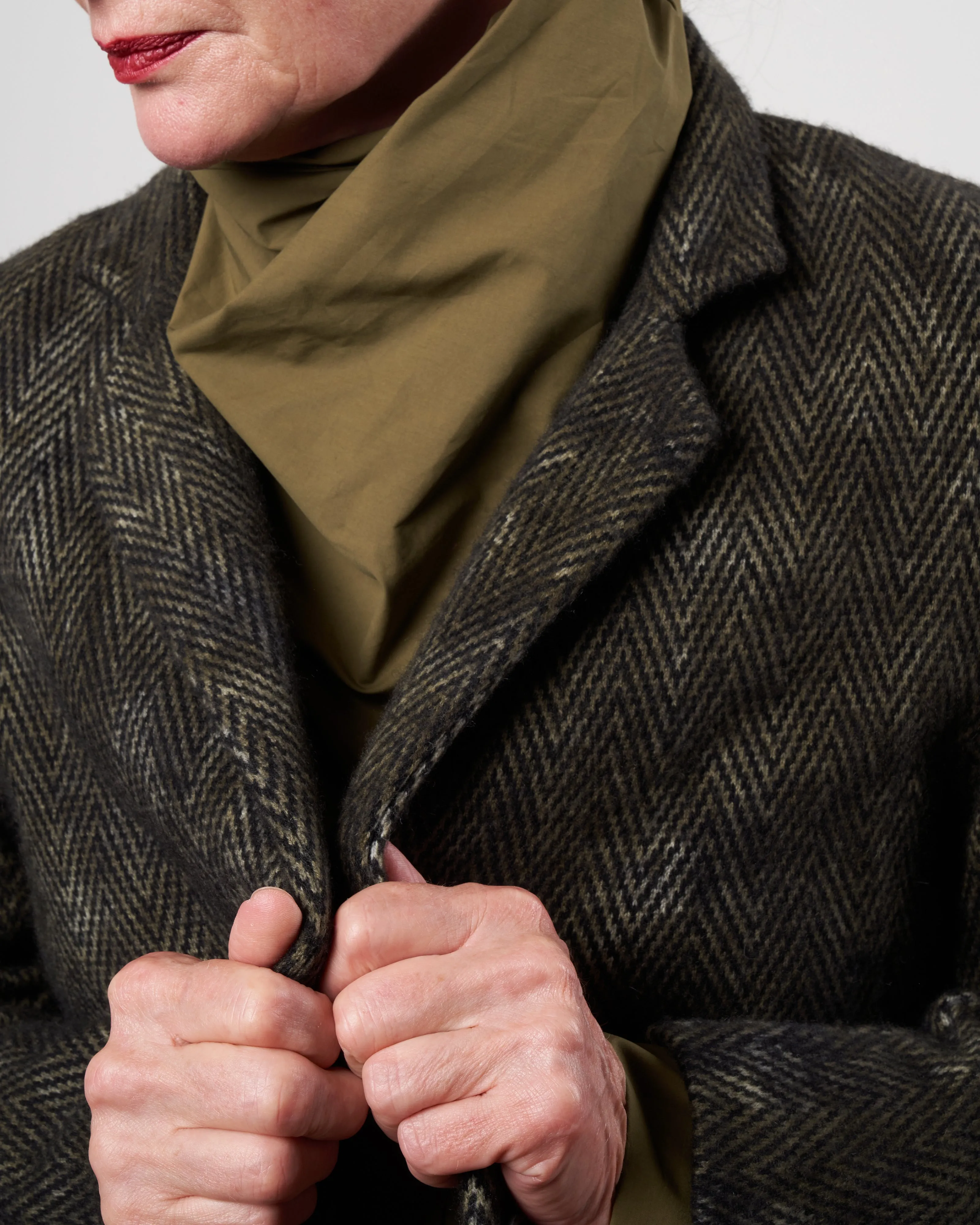 new camouflage fishbone stitch carded rever jacket - moss