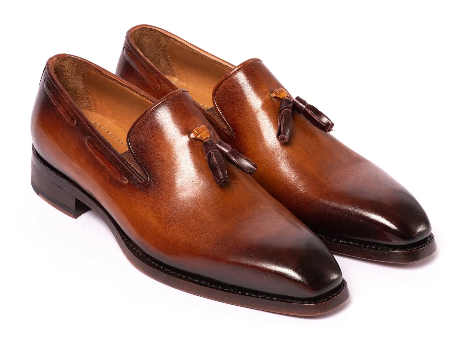 Paul Parkman Brown Goodyear Welted Tassel Loafers