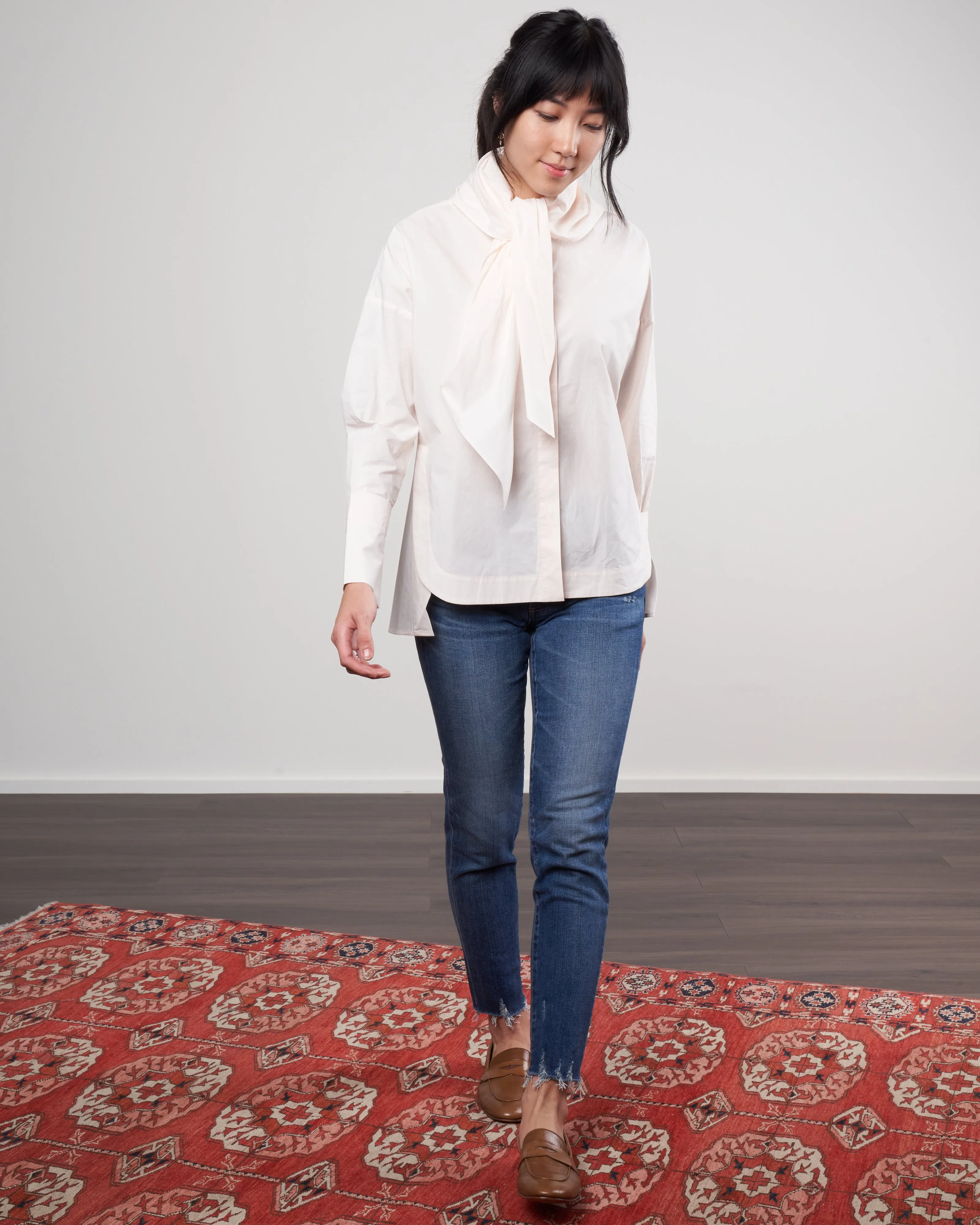 shirt with scarf - ivory