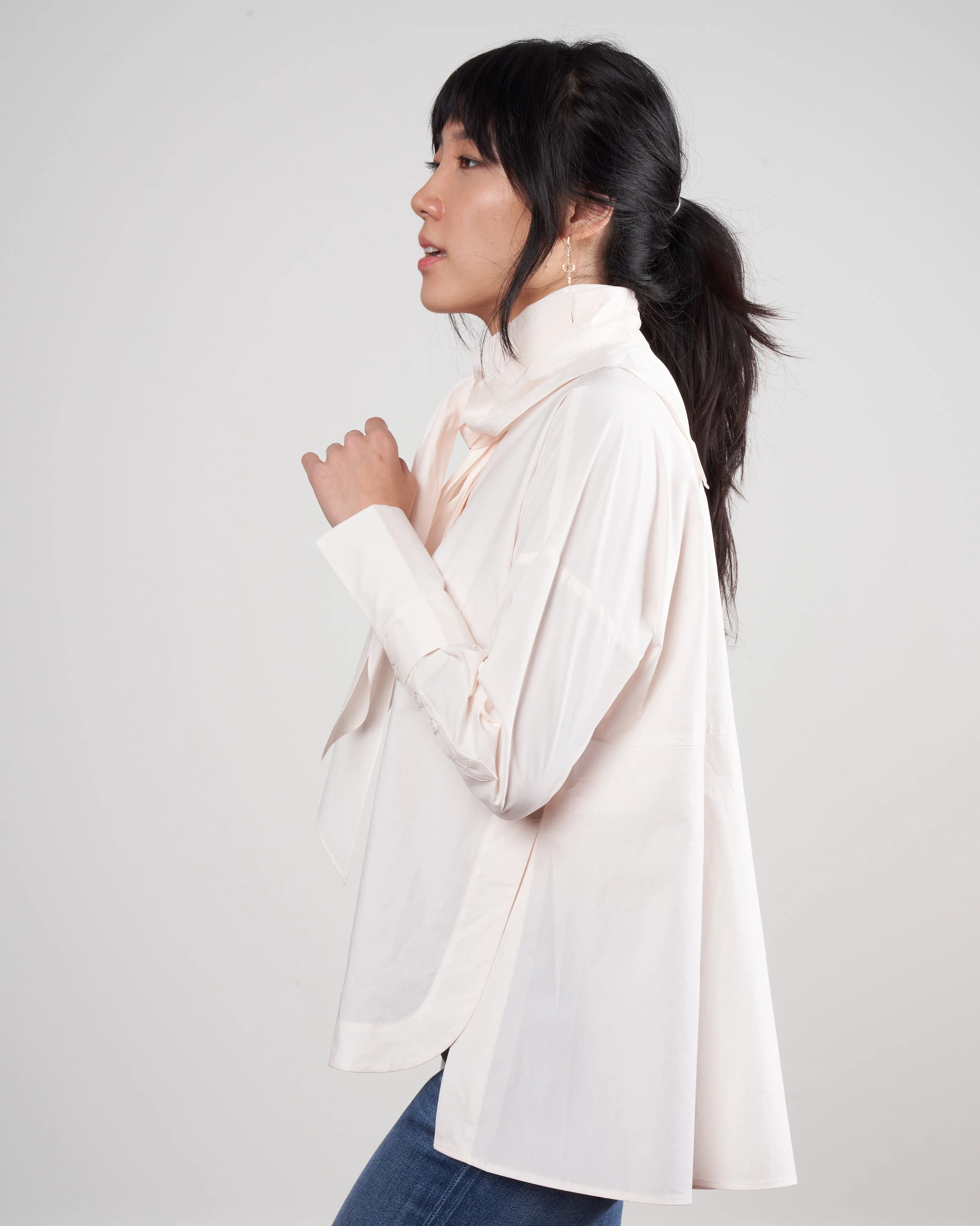 shirt with scarf - ivory